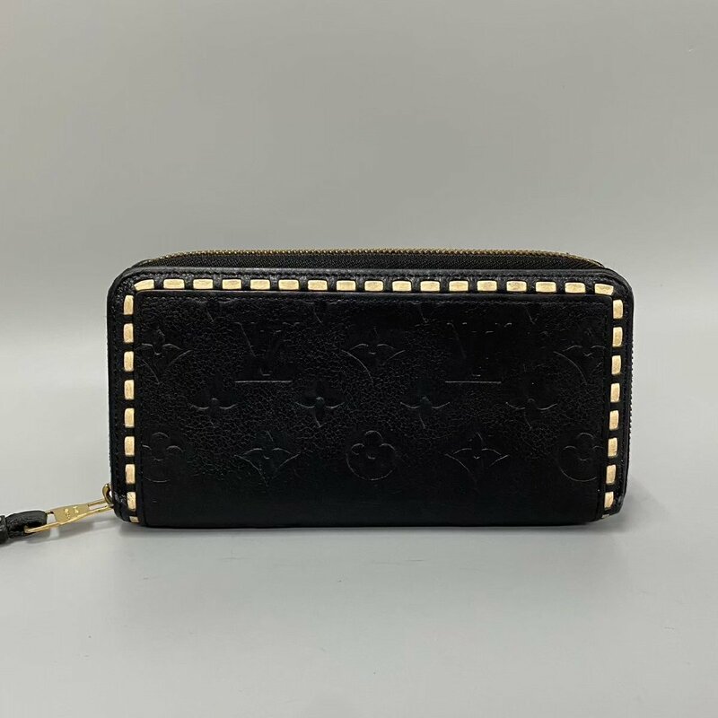 美品 箱 袋付 LOUIS VUITTON ルイヴィトン ジッピーウォレット モノグラムアンプラント レザー 長財布 ウォレット ブラック 20301