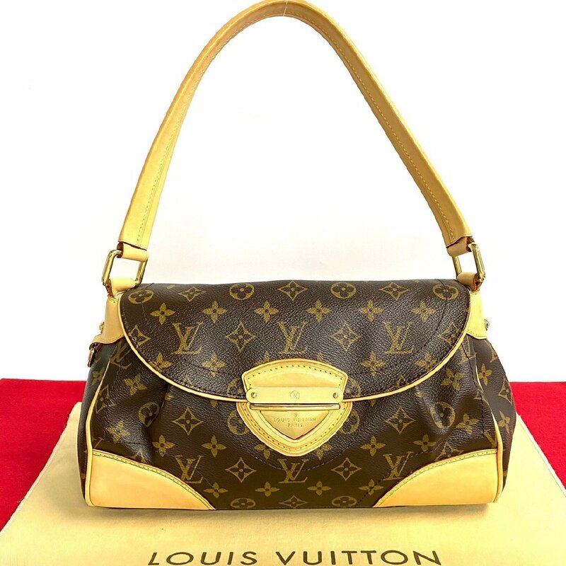 極 美品 希少品 袋付き LOUIS VUITTON ルイヴィトン ビバリーMM モノグラム レザー セミ ワンショルダーバッグ ブラウン 茶 28273