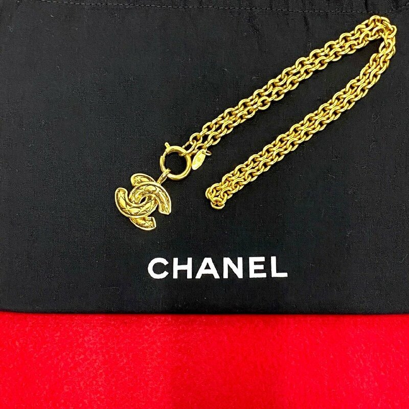 極 美品 コメあり CHANEL シャネル ヴィンテージ ココマーク モチーフ チェーン ネックレス ペンダント アクセサリー ゴールド 46249