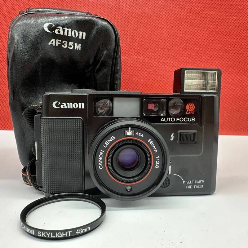 ▽ Canon AF35M コンパクトフィルムカメラ 38mm F2.8 シャッター、フラッシュOK 動作確認済 キャノン 