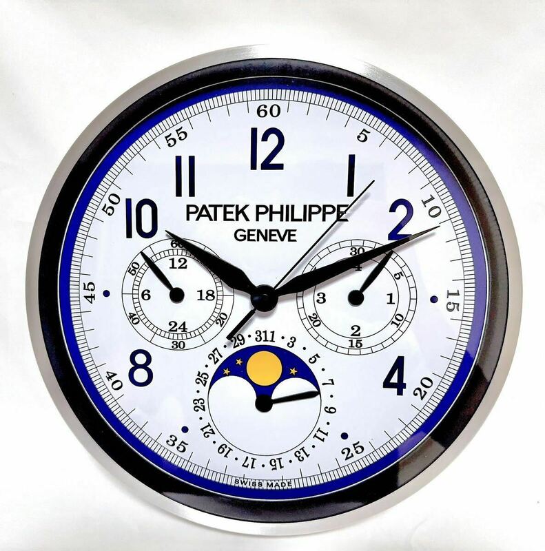 希少 ネイビー 新品 パテック フィリップ 掛け時計 PATEK PHILIPPE ノベルティ 非売品 クォーツ式 西洋 家具 スイス 掛時計 インテリア