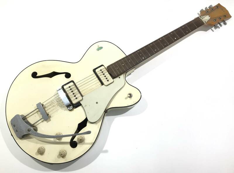 1円スタート ジャンク品 Morales ESP-180 Zen-On Electric Guitar モラレス ビザール ホワイト フルアコ エレキギター 本体のみ
