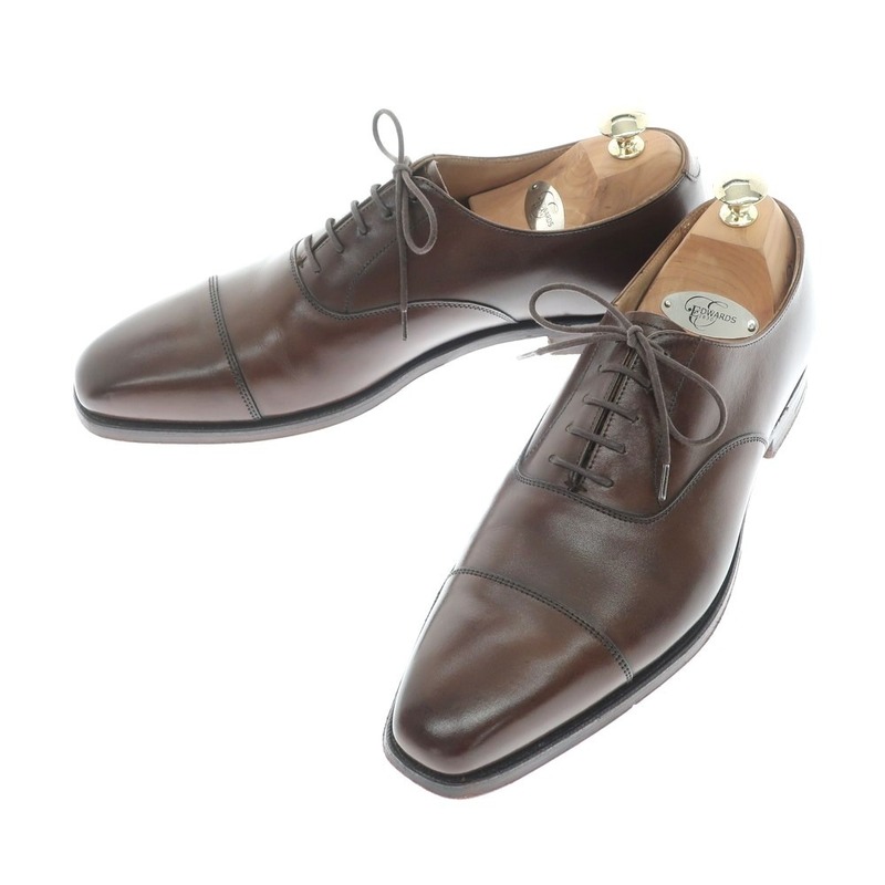 【中古】クロケットアンドジョーンズ CROCKETT&JONES HALLAM ストレートチップ ドレスシューズ ブラウン【サイズ7E】