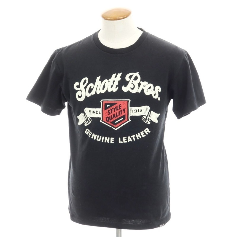 【中古】ショット schott コットン クルーネック 半袖Ｔシャツ ブラック【サイズM】