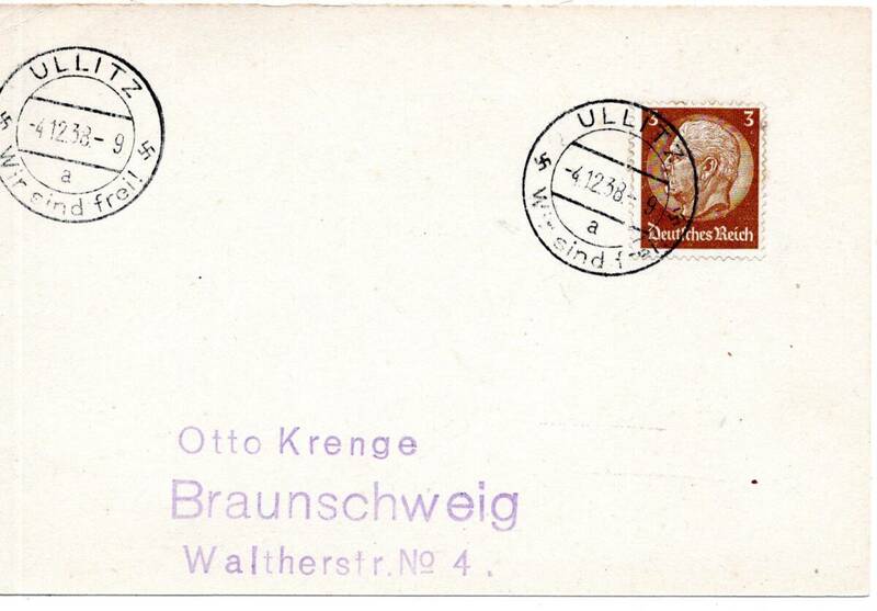 改〒【TCE】80029 - ドイツ/ズデーテン大管区解放・１９３８年・解放印押印刷物葉書