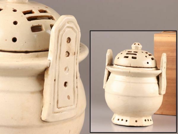 古美術 朝鮮古陶磁器 李朝 白磁 香炉 時代物 極上品 初だし品 C6417