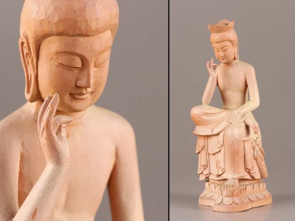 仏教美術 時代木彫 国宝写し 弥勒菩薩 仏像 時代物 極上品 初だし品 C6516