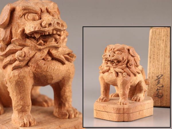 古美術 時代木彫 獅子 香合 時代物 極上品 初だし品 C6665