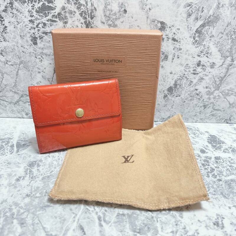 正規品　ルイヴィトン　ヴェルニ　LOUIS VUITTON　２つ折り　財布　赤　レッド　SW-0002　EL-1341