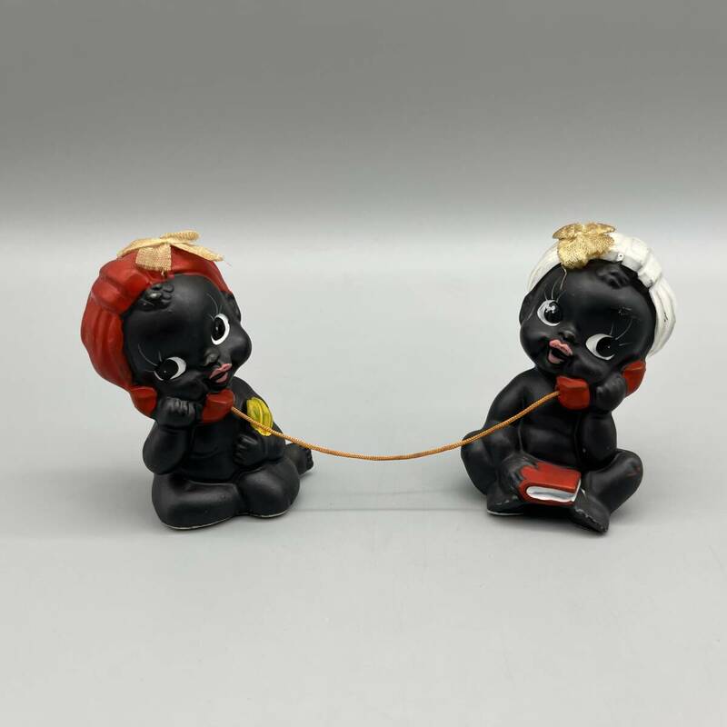 NITTO KOGEI 陶器 クロンボ人形 2体組 昭和レトロ 稀少 激レア 管:061411-60