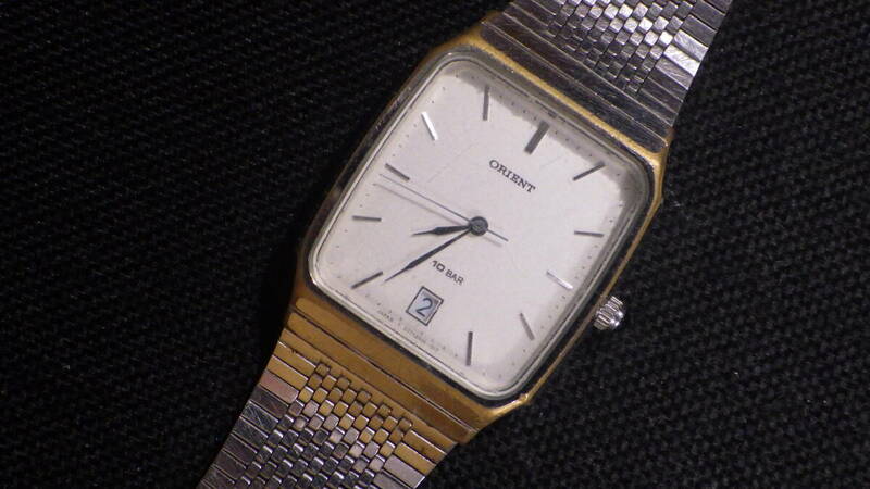 【ORIENT】オリエント QUARTZ ホワイト文字盤 メンズ クォーツ腕時計 動作品