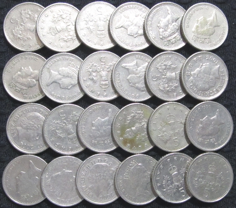 イギリス 旧5ペンス硬貨(小型)×24枚