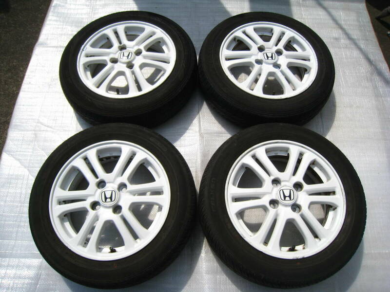 ホンダ 純正 N-BOX JF1 JF2 純正 N-WGN N-ONE N-BOX/ // 4.5J +40 4穴 100 ハブ径 56mm (155/65R14) 4本 ☆ ホワイト ＵＳＥＤ