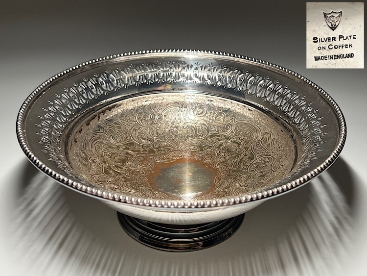 【瑞】SILVER PLATE ON COPPER シルバープレート ボウル　直径19.8㎝ 洋食器 英国 アンティーク 