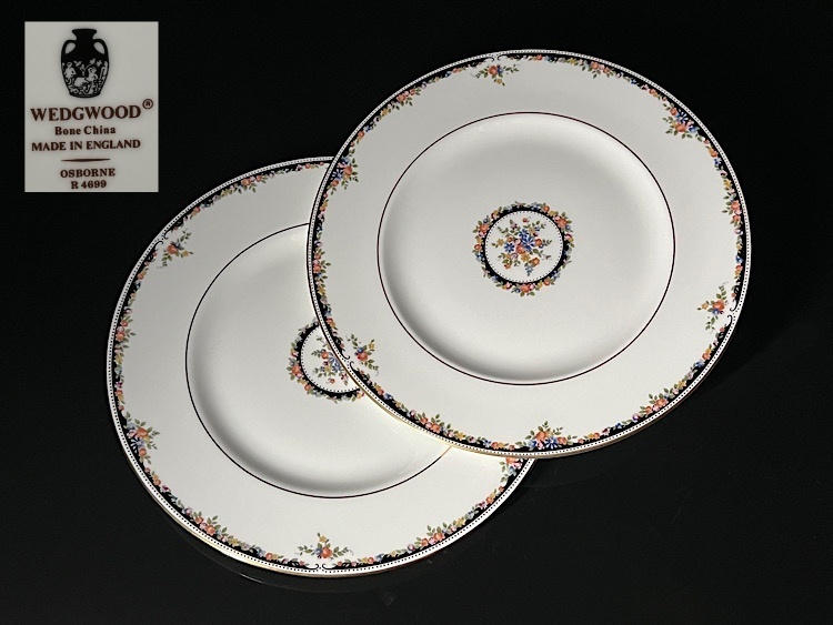 【瑞】ウェッジウッドWEDGWOOD　OSBORNE　プレート２枚　径：２７．５ｃｍ