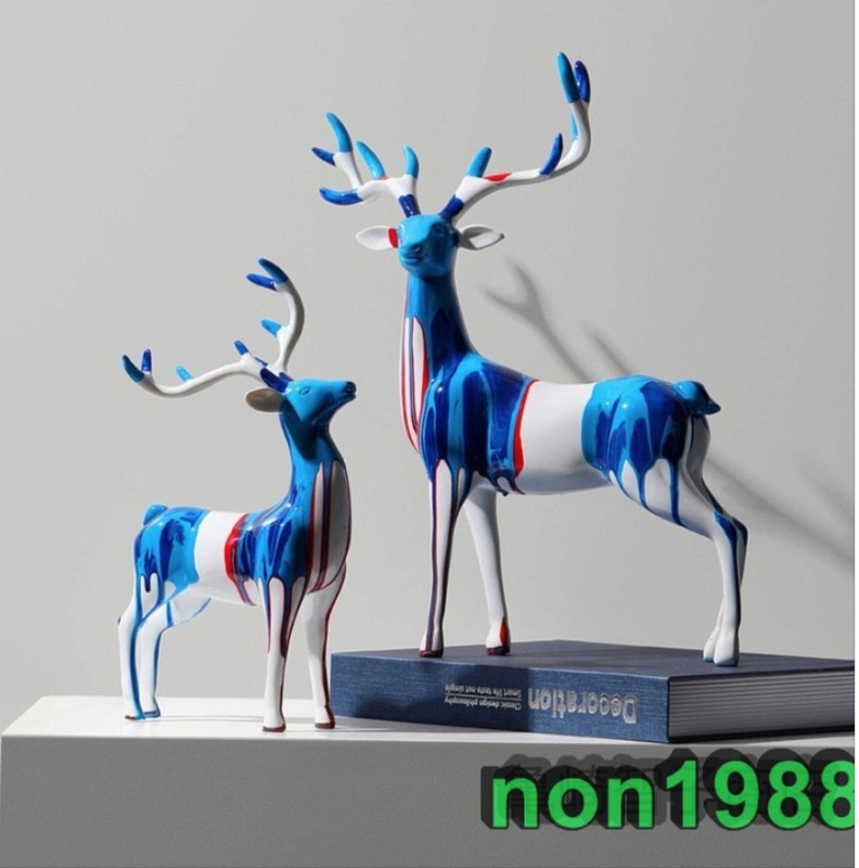 今季新作 新入荷 北ヨーロッパ 芸術 鹿の置物 アイデア プレミアム リビング 家庭用 置物 放置物 現代芸術品 雑貨