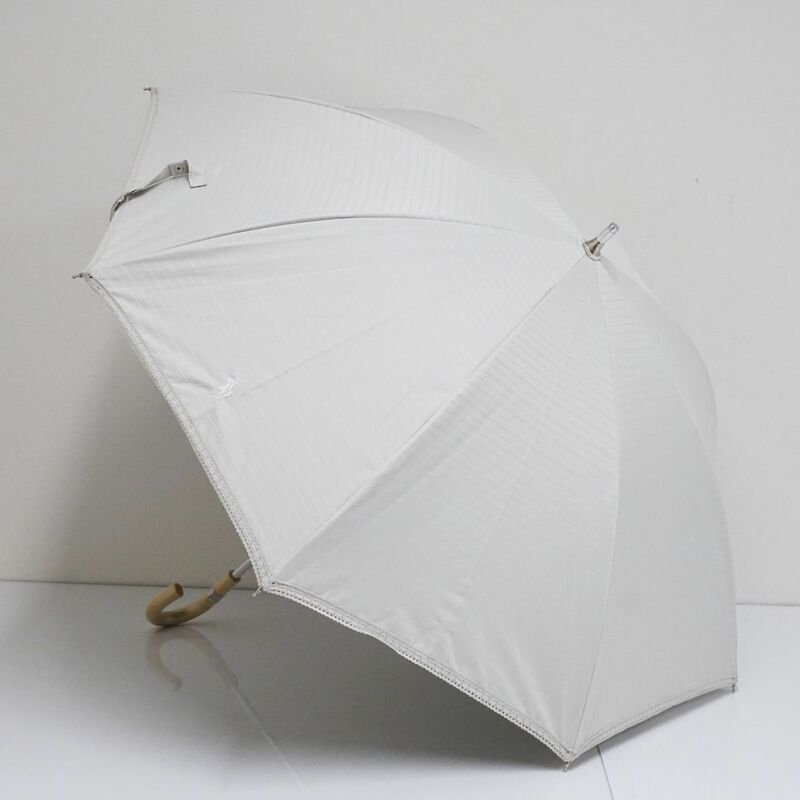 日傘 PoloRalphLauren ポロラルフローレン USED美品 ボーダー ホワイト 晴雨兼用 50cm S0874