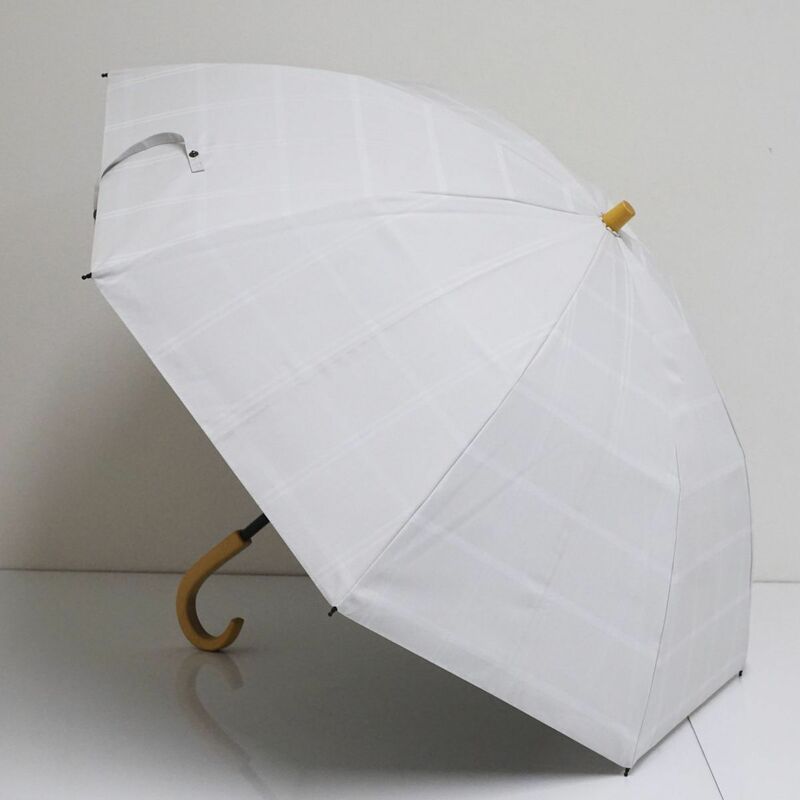 折日傘 サンバリア100 完全遮光折日傘 USED美品 2段 チェック 折りたたみ傘 50cm FS8464