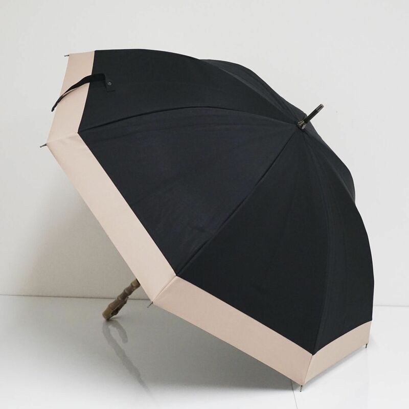 日傘 サンバリア100 完全遮光日傘 USED美品 ブラック ピンク コンビ Mサイズ UV 遮光 遮熱 55cm S0881