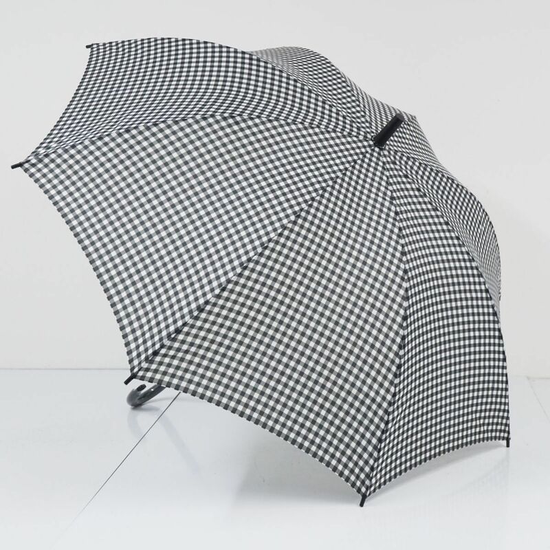 M02 MUJI 無印良品 傘 USED美品 しるしのつけられる傘 ギンガムチェック 白 黒 グラス骨 男女兼用 左利き兼用 60cｍ KR