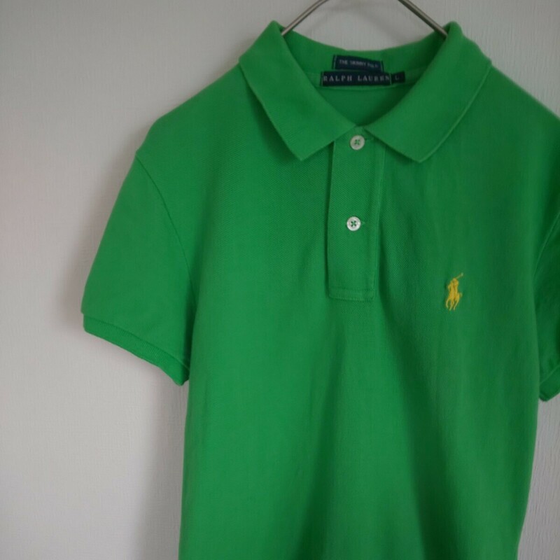【送料無料】Ralph Lauren(ラルフローレン) レディース 半袖ポロシャツ Lサイズ 黄緑