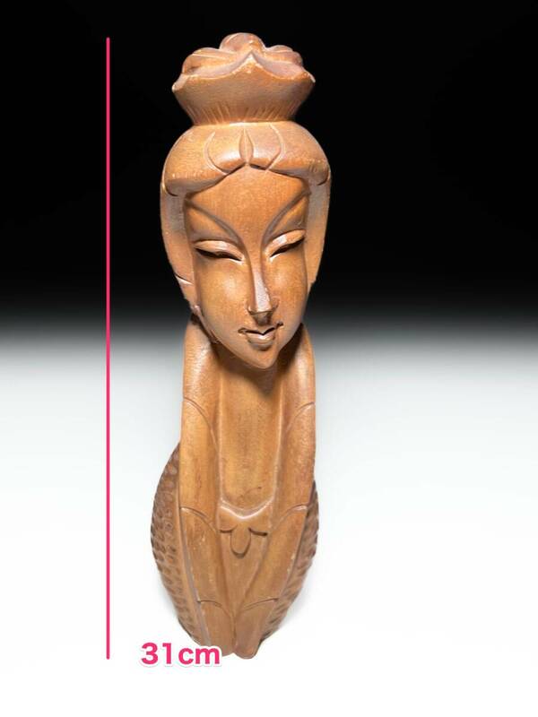 古い時代物東南アジア民芸一刀彫り婦人女性人形木製レトロビンテージ古民具古道具 