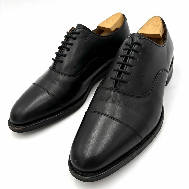 E ＊ 日本製 '極上LEATHER使用' REGAL リーガル 本革 ストレートチップ 内羽根式 ビジネスシューズ 革靴 24.5cm メンズ 紳士靴 ブラック