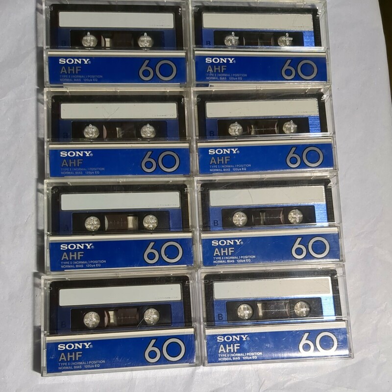 ジャンク　SONY　使用済み　中古　カセットテープ　AHF 60分　計8本　ソニー　当時物　昭和レトロ　ノーマルポジション　カード 書き込み無
