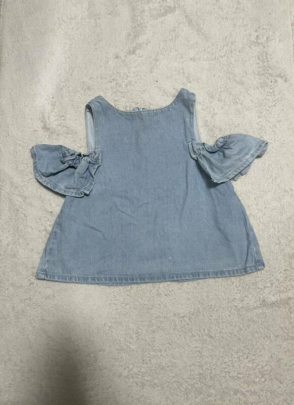 zara girl 128 オフショルダー トップス カットソー キッズ kids 女の子 ガール デニム 120 130