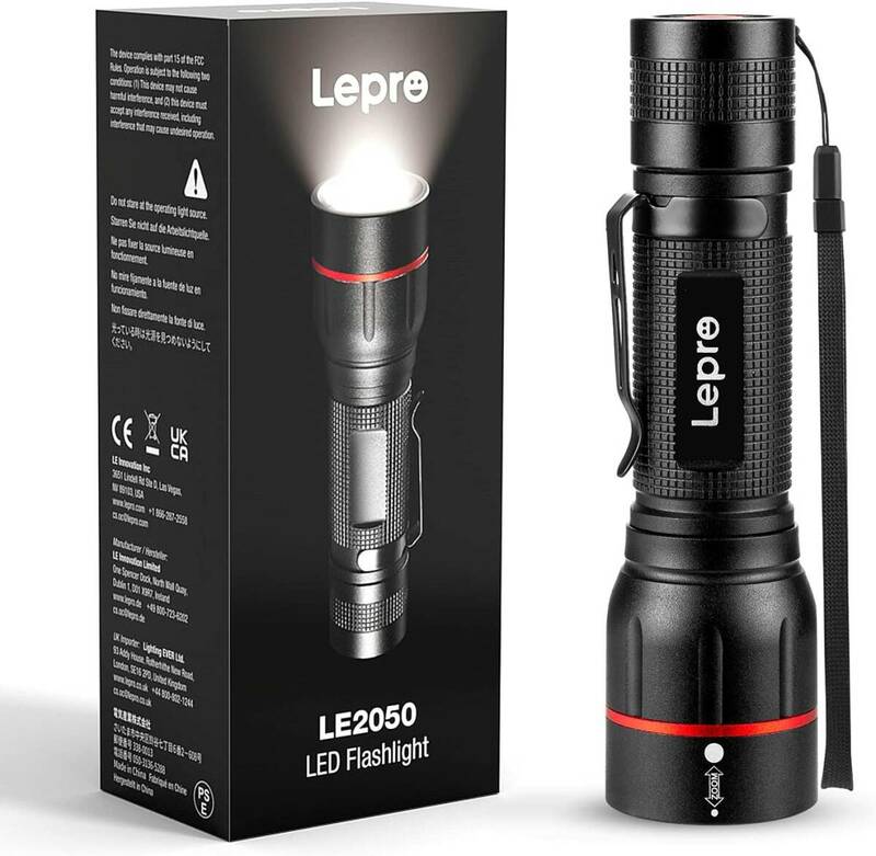 1個 Lepro LED懐中電灯 フラッシュライト ハンディライト 強力 軍用 【LE2050/高輝度/18650と単四電池対応/