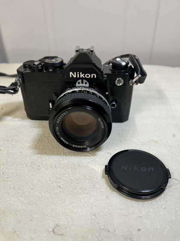 【シャッターのみ確認済み】Nikon ニコン フィルムカメラ FM ブラックボディ マニュアルフォーカス カメラ 趣味 50mm 1:1.4 現状品