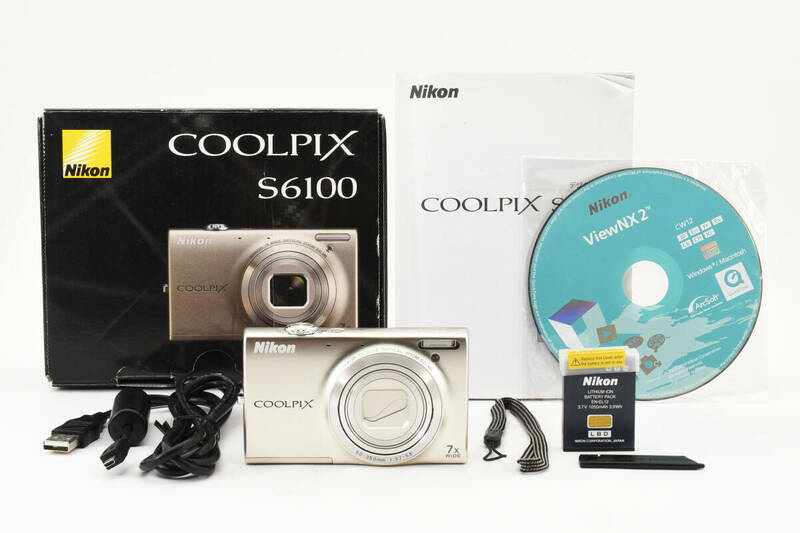 【美品】ニコン Nikon COOLPIX S6100 1600万画素 7倍ズーム コンパクトデジカメ【元箱付き・付属品多数】 #E1203F50030EGF