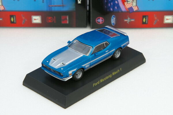 京商 1/64 フォード マスタング マッハ1 ブルー USA スポーツカーコレクション1 Kyosho 1/64 Ford Mustang Mach 1 blue