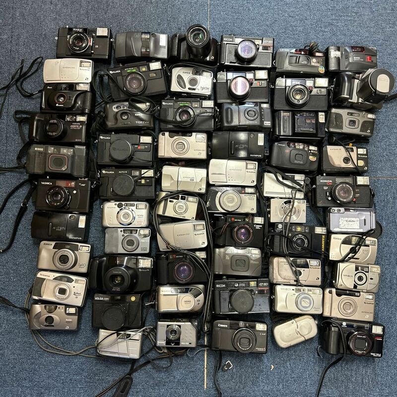 【A21】計60個　コンパクトカメラフィルムカメラ まとめ売り　Canon PENTAX MINOLTA OLYMPUS RICOH KONICA FUJIFILM ジャンク品　