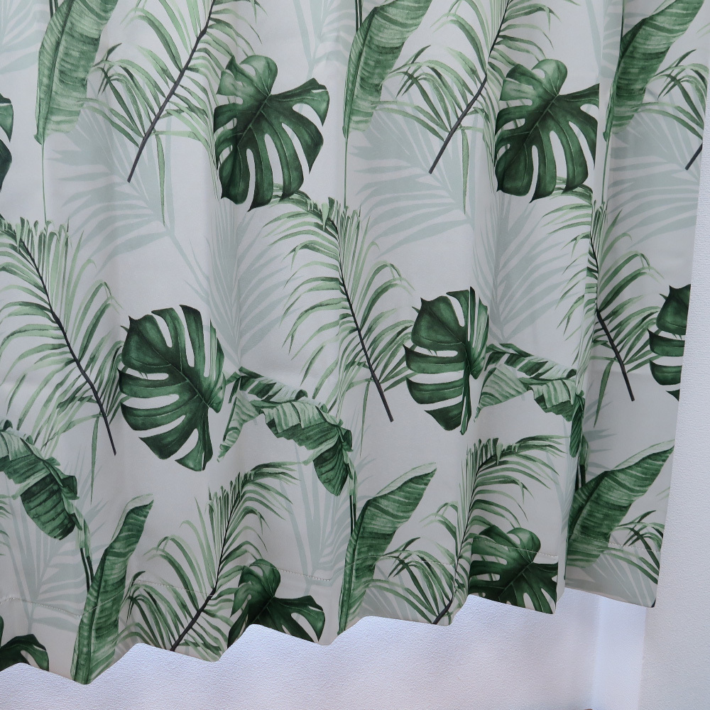 遮光カーテン KOジャングル 植物柄 幅100cm×丈178cm2枚 形状記憶加工付
