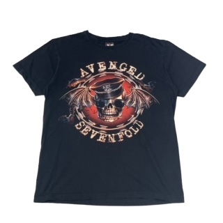 【L】USA 古着 AVENGEL SEVENFOLD Tシャツ 半袖 クルーネック ブラック