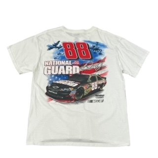 【L】USA古着 NASCAR　DALE JR NATIONAL GUARD 88 両面 大判プリント Tシャツ ホワイト