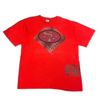 【XL】USA 古着 90s USA製　90年代 STARTER SANFRANCISCO 49ers NFL プリント Tシャツ 半袖 クルーネック レッド