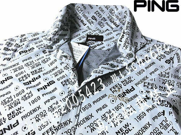 ■新品【PING GOLF】ピン ゴルフ 吸汗速乾 全体ロゴ 高素材 半袖 ポロシャツ ■WH/L