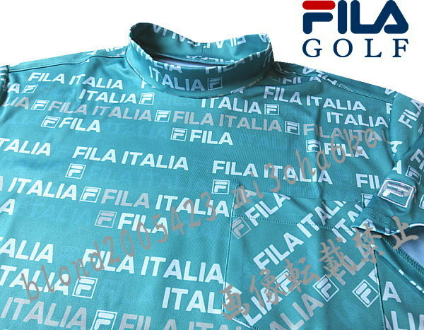 ■新品【FILA GOLF】フィラゴルフ COOL TOUCH接触冷感 全体飛びロゴ モックネック半袖シャツ■TQ/LL(XL)