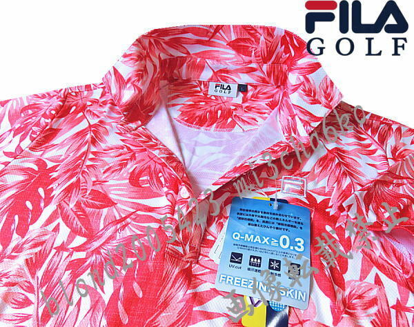 ■新品【FILA GOLF】フィラゴルフ 接触冷感 吸汗速乾 ボタニカル柄 半袖ポロシャツ■RP/LL(XL)