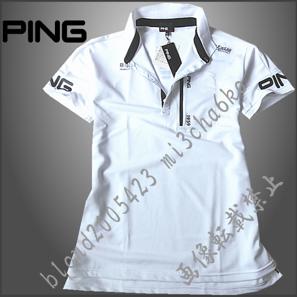 ■新品【PING GOLF】ピン ゴルフ 吸汗速乾 両袖ロゴ 前立てカラー 半袖ポロシャツ■WH/LL(XL)