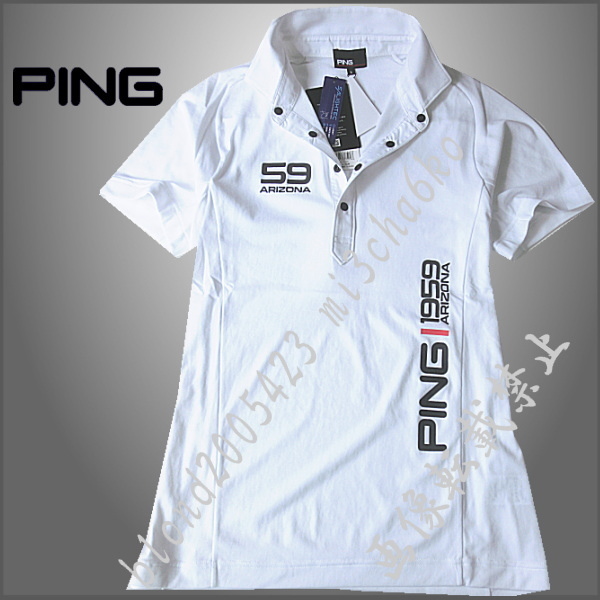 ■新品【PING GOLF】ピン ゴルフ 吸汗速乾 前面BIGロゴ 高機能 半袖 ポロシャツ ■WH/LL(XL)