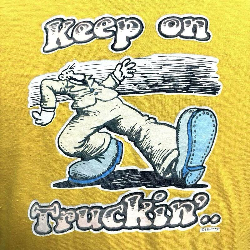 M 希少 70s Keep on Truckin' キープオントラッキン Tシャツ ロバートクラム レア ビンテージ キャラクター ヒッピー バイク バイカー 古着