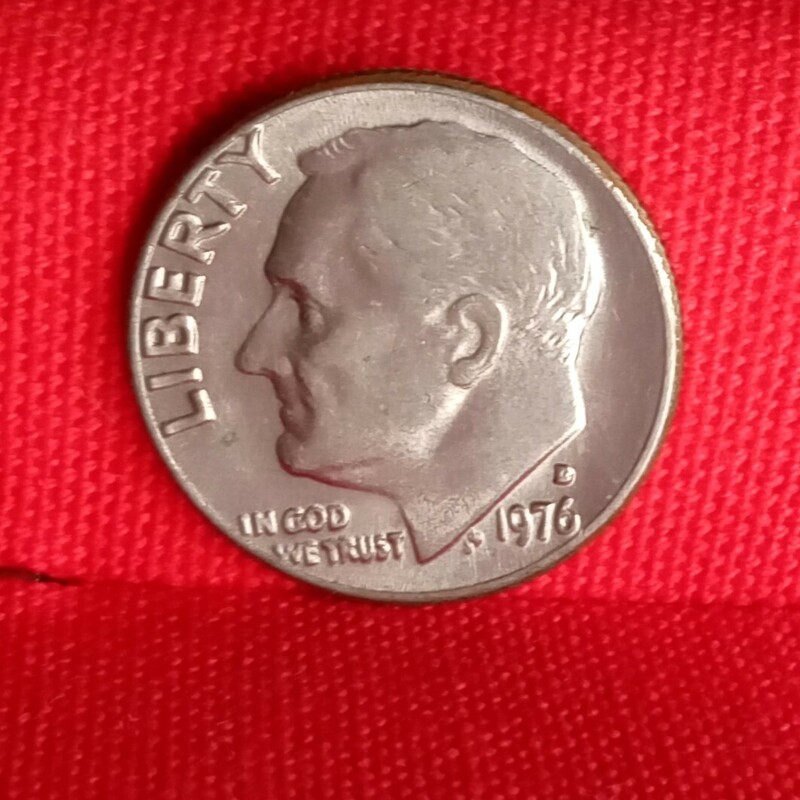 アメリカ　10セント　1976年　ダイム　硬貨　USA　ルーズベルト　貨幣　コイン　外貨　外国コイン　古銭　レトロ　859番