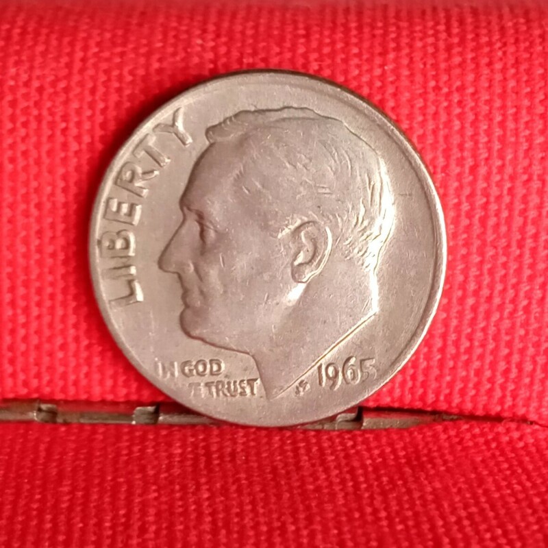 アメリカ　10セント　1965年　ダイム　硬貨　USA　ルーズベルト　貨幣　コイン　外貨　外国コイン　古銭　レトロ　851番