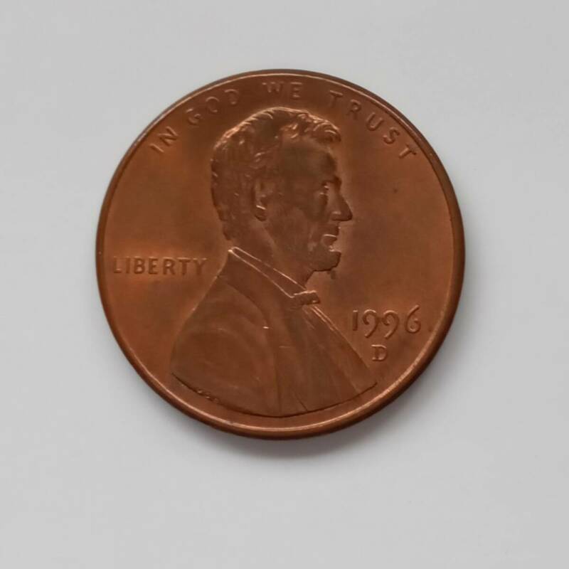 アメリカ　１セント　硬貨　1996年Ｄ　１ペニー　銅貨　リンカーン　貨幣　USA　コイン　外貨　外国コイン　古銭　レトロ　862番
