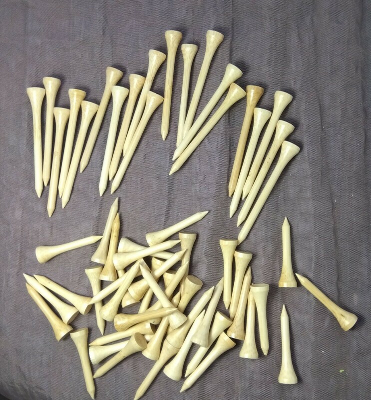 ◆竹製ロングティ20個（7cm）ショートティ（4cm）40個◆合計60個 ロストボールとまとめ買いも 竹製ゴルフティ いかがですか？