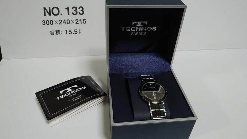 時計＆カメラ・メガネ等大処分：TECHNOS SWISS SAPPHIRE CERAMIC・テクノスメンズ腕時計・TEM540・電池交換済み・稼働品・美品
