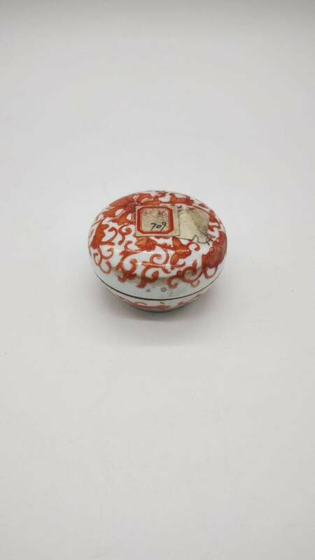 中国 古物 色絵 磁器 時代物 染付 清時代 蓋あり 出所あり 花図 中国古美術